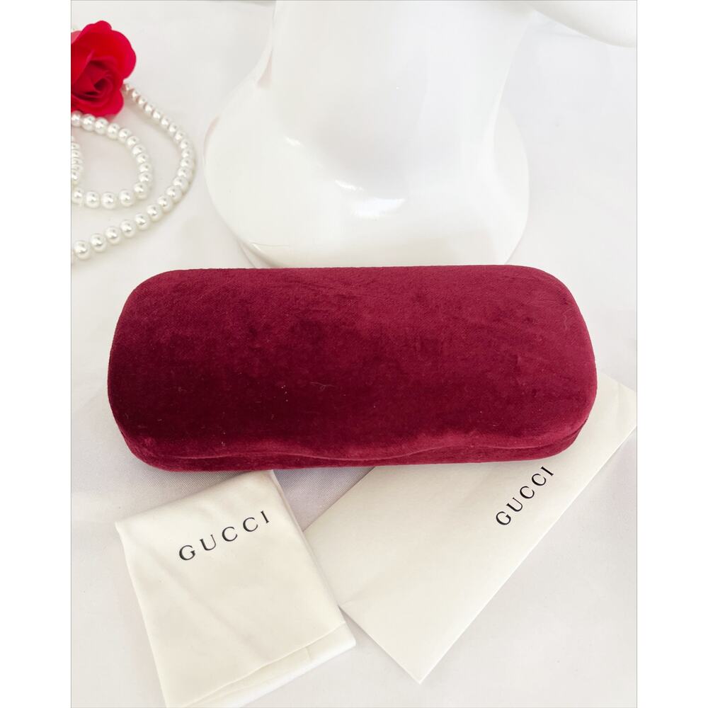 GUCCI Burgundy Red Gucci Case Hard Shell Sunglasses & Eyeglasses Velvet Case